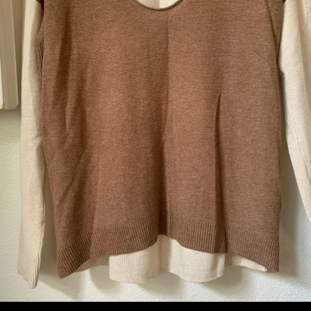 Madewell Kimball Colorblock Sweater Women's Size Small, Cream/Tan, GUC - Picture 7 of 15